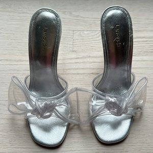 NWT SILVER  & clear Larroude heels/sandals 7